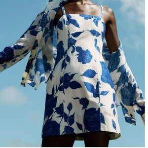 Aje “Belonging” Blue and White Floral Dress AND Matching Shirt